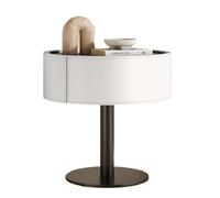 GYYDXXFC Mesita De Noche Moderna De Madera Circular con Espacio De Almacenamiento, Mesita De Noche Pequeña De Dos Cajones con Diseño Curvo For Dormitorio, Sala De Estar Y Armario.(White,40x40x50cm)