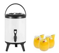 GYYFQH Dispensador de Bebidas aisladas 6L/8L/10L/12L Fuente de Agua fría y Caliente con Grifo Acero Inoxidable Recipiente para Bebidas para café té Caliente Jugo(Pearl White,6L)