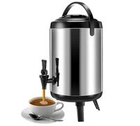 GYYFQH Dispensador de Bebidas aisladas urna de Agua Caliente para Catering dispensador de Bebidas Calientes de té de Acero Inoxidable con Grifo para café té Caliente(Black, 8L)