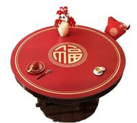 GYYFQH Mantel De Cuero Redondo Festival De Primavera Mesa Redonda Mantel con Vetas De Rojo Resistente Al Agua Y Al Aceite para Comedor Bodas O Inauguraciones De Casas(K,85cm Round)