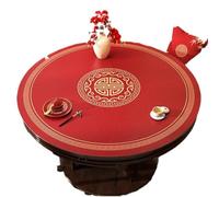 GYYFQH Mantel De Cuero Redondo Festival De Primavera Mesa Redonda Mantel con Vetas De Rojo Resistente Al Agua Y Al Aceite para Comedor Bodas O Inauguraciones De Casas(G,100cm Round)