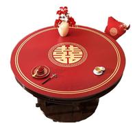 GYYFQH Mantel De Cuero Redondo Festival De Primavera Mesa Redonda Mantel con Vetas De Rojo Resistente Al Agua Y Al Aceite para Comedor Bodas O Inauguraciones De Casas(H,65cm Round)