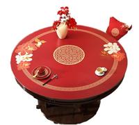 GYYFQH Mantel De Cuero Redondo Festival De Primavera Mesa Redonda Mantel con Vetas De Rojo Resistente Al Agua Y Al Aceite para Comedor Bodas O Inauguraciones De Casas(E,70cm Round)