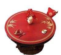 GYYFQH Mantel De Cuero Redondo Festival De Primavera Mesa Redonda Mantel con Vetas De Rojo Resistente Al Agua Y Al Aceite para Comedor Bodas O Inauguraciones De Casas(C,65cm Round)