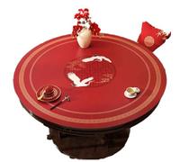 GYYFQH Mantel De Cuero Redondo Festival De Primavera Mesa Redonda Mantel con Vetas De Rojo Resistente Al Agua Y Al Aceite para Comedor Bodas O Inauguraciones De Casas(D,120cm Round)
