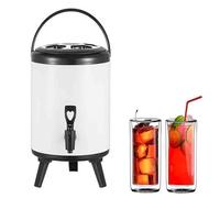 GYYFQH Urna de Catering 6L/8L/10L12L dispensador de Agua Caliente con Grifo Cubo Aislado de Acero Inoxidable Barril de té con Leche para Agua Caliente(Pearl White, 8L)