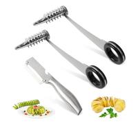 GYYXH Juego de 2 cortadores en espiral de acero inoxidable, cortador manual de patatas y verduras, 1 pelador, para zanahorias y manzanas, ideal para zoodles, aperitivos saludables y decoración