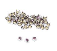 GYZOUKA 50pcs 7 Mm de Perlas de Garra de Cristal Perlas de Clavos de Uñas Plateados Rianas de Cristal de Ondas Rondas Punk para Artesanías y Decoración (Diamante de polvo de borde plateado de fondo