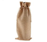GYZOUKA Bolsa de Vino de Tela de Lino Simple con Cordón, Bolsa de para Botella de Vino de un Bolsillo para Celebración, Cubierta Decorativa de Champán, 12 Uds. (Color cáñamo Oscuro)