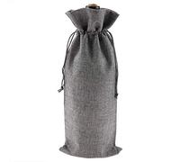 GYZOUKA Bolsa de Vino de Tela de Lino Simple con Cordón, Bolsa de para Botella de Vino de un Bolsillo para Celebración, Cubierta Decorativa de Champán, 12 Uds. (Gris)