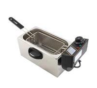 GYZOUKA Freidora Eléctrica de 4L, Cesta de Filtración de Aceite Extraíble, Protección contra Sobrecalentamiento de Acero Inoxidable de 1400W, para Uso Comercial Doméstico (Enchufe europeo)