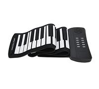 GYZOUKA Hand Roll Piano Teclado Eléctrico Portátil de Silicona de 61 Teclas para Grabar y Enseñar, Puerto para Auriculares para Tocar Silenciosamente, Piano Plegable en Blanco y Negro para