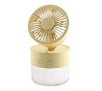 GYZOUKA Mini Ventilador Refrigerado por Agua, Ventilador Eléctrico de Niebla Pulverizada USB con Luz Nocturna Cálida, Refrigerador de Escritorio Pequeño Plegable para Biblioteca de (Amarilla)