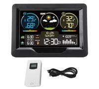 GYZOUKA Termómetro Meteorológico Digital, Pantalla a Color, Monitor Inalámbrico de Temperatura y Humedad, para Pronóstico del Tiempo y Calendario