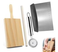 GZcaiyun - Tabla para ñoquis de madera con palos de madera | Tabla de pasta para hacer gnocchi en forma de fideos, con rueda de corte de pasta y tarjeta de pasta