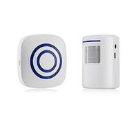 gzcrdz inalámbrico entrada alerta: Sensor de movimiento por infrarrojos timbre alarma timbre inalámbrico con 1 Sensor y 1 receptor - timbre canciones - Indicadores LED
