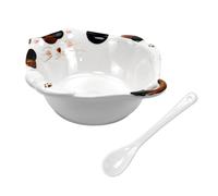 GZCZCC Ensaladera Cuencos Ceramica Ensalada Cuencos Creativos y Divertidos Cuencos para Pasta/Aperitivos/Postres Cuenco ceramica Gato - Capacidad de 330 ml, Apto para Lavavajillas + Cuchara Ceramica