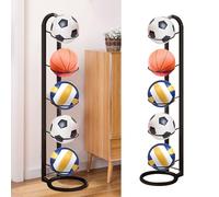 GZCZCC Soporte Pelota Baloncesto Vertical Soporte para Balones de Baloncesto Soporte Universal 5 Niveles Estante para Balones Soporte de Pelota de Metal para Baloncesto Fútbol Rugby Voleibol Negro