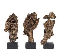 GZDDYUMYJX Estatua de Pensador de 3 Piezas, el Silencio es Oro Figura de Arte Abstracto, esculturas de Resina para el hogar Moderno,Decoración de Estantería,Decoraciones de Oficina, Regalo (Cobre)