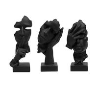 GZDDYUMYJX Estatua de Pensador de 3 Piezas, el Silencio es Oro Figura de Arte Abstracto, esculturas de Resina para el hogar Moderno,Decoración de Estantería,Decoraciones de Oficina, Regalo (Negro)