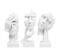 GZDDYUMYJX Estatua de Pensador de 3 Piezas, el Silencio es Oro Figura de Arte Abstracto, esculturas de Resina para el hogar Moderno,Decoración de Estantería,Decoraciones de Oficina, Regalo (Blanco)