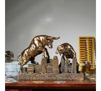 GZDDYUMYJX Estatua de Toro y Oso,Estatua de Toro de Wall Street,Escultura del Mercado de valores,para Oficina, Escritorio, estantería,Sala de Estar,Estudio,Regalo de Asesor financiero (Cobre)