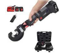GZGHRZQS Kit Profesional de Herramientas de Crimpado Hidráulicas Eléctricas, Herramienta de Crimpado Hidráulica Recargable, con Pantalla Digital, Incluye 12 Juegos de Matrices y 2 Baterías