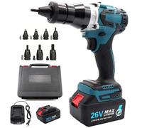 GZGHRZQS Remachadora inalámbrica de 26 V, Kit de Remachadora eléctrica Resistente, Pistola de Remache eléctrica portátil, Incluye Funda de Transporte, Compatible con Tuercas de Remache M3-M12