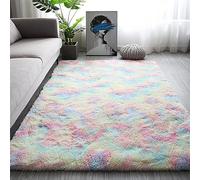 GZGLZDQ Alfombra Salon Antideslizante y Esponjosa, Alfombra Habitacion en Felpa de 5 cm Lavable, para Sala de Estar, Dormitorio, Estudio, Pasillo y Habitacion Infantil(Rainbow Colors,100 x 200 cm)