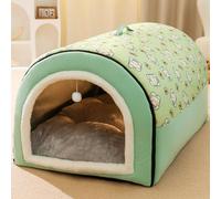 GZGLZDQ Caseta Perro Interior con Cojín Extraíble, 2 en 1 Cálida y Acogedora Cama Cueva Perro y Casa para Perros, Iglú de Felpa y Algodón PP para Gatos, Perros, Conejos(Green,40 X 35 X 35 cm)