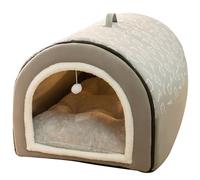 GZGLZDQ Casetas Perro Interior con Cojín Extraíble, Cama Cueva Perro 2 en 1 Cálida y Acogedora, Iglú Perro Antideslizante de Felpa y Algodón PP para Gatos Perros Conejos(Gray,50 X 40 X 35 cm)