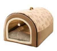 GZGLZDQ Casetas Perro Interior con Cojín Extraíble, Cama Cueva Perro 2 en 1 Cálida y Acogedora, Iglú Perro Antideslizante de Felpa y Algodón PP para Gatos Perros Conejos(Brown,75 X 50 X 50 cm)
