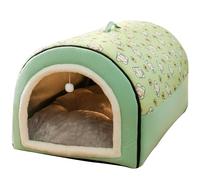 GZGLZDQ Casetas Perro Interior con Cojín Extraíble, Cama Cueva Perro 2 en 1 Cálida y Acogedora, Iglú Perro Antideslizante de Felpa y Algodón PP para Gatos Perros Conejos(Green,40 X 35 X 35 cm)