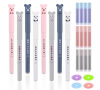 GZGXKJ 16pcs Bolis Borrables 0,5 mm Boli Borrables Animales Kawaii Bolígrafos Gel con 36 Minas de Repuesto Borrables + 4 Gomas de Borrar para Aibujar, Esbozar y Escribir Notas