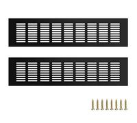 GZGXKJ 2 Piezas de Aleación de Aluminio Negro 400 x 80 mm Rejillas de Ventilación Calidad Placa de Ventilación Rectangular Rejilla de Ventilación Rejilla de Ventilación Metalica Con tornillos