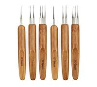 GZGXKJ 6 Pcs Gancho de Ganchillo para Rastas Aguja Tejer Ganchillo Bambú 0.5mm 0.75mm Juego Dreadlock Ganchillo Ergonómicos para Cabello Artesanía Trenzada DIY