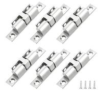 GZGXKJ 6 Piezas Doble Bola Pestillos Pestillo de Latón Macizo Cierres para Puerta Pestillos Armarios Pestillos Ajustable Doble Bola Pestillos de Armario de Cobre (Plata)