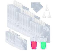 GZhaimai 80 Pcs Bolsa de Bebidas, Bolsa de Licor Reutilizables para Bebidas para Viajes Camping Picnic Fiestas, con Embudo & Etiqueta(100 ml/200 ml/300 ml/380 ml/500 ml)