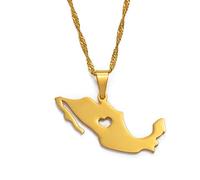 GZHENGZG Collares de Hombre y joyería de Mujer Collar México con Colgante para Hombre y Mujer, ilver y Color Oro, Joyería Regalo