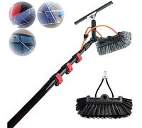 GZHENOZ Cepillo de Limpieza de Paneles solares de 6-12 m, Varilla de Entrada de Agua y Mochila/Limpiador de Ventanas, Cepillo telescópico/Limpiador de Ventanas expandible, Limpia
