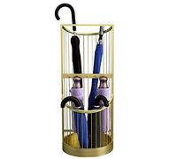 GZHENOZ Paragüero Grande Redondo de 2 Niveles para Hotel, con 5 Ganchos y Bandeja de Drenaje, Acabado Dorado Elegante, Ideal para Uso doméstico y Exterior (25 cm x 55 cm)