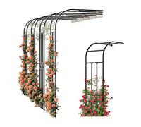 GZHERVICES Arco para Jardín con Enrejado, Arco para Jardín De Metal Negro De Medio Lado, Arco para Rosas Montado En La Pared, Arco Metálico para Plantas Trepadoras(3.75x2.67x0.5m)