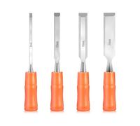 GZHXF Juego de 4 cinceles for tallar madera, herramienta de carpintería de acero al carbono de 6/12/18/24 mm, cinceles planos for carpintería, cuchillo de tallado, herramienta manual de carpintero.