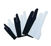 Gzingen - Guantes de dibujo para tableta de dibujo, 6 piezas, guantes de dibujo para tableta de dos dedos, guantes digitales para dibujar, tableta, monitor y caja de luz, S M L (negro/blanco)