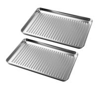 GZKDKZB Bandejas para Hornear de Acero Inoxidable de 24 a 44 cm, para lasaña, Base corrugada, Resistente, para Horno Tostador, Antiadherente, Rectangular (440 x 320 mm)