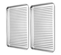 GZKDKZB Juego de 2 bandejas rectangulares antiadherentes de Acero Inoxidable para Horno Tostador (24,1 cm, 32,7 cm y 44,3 cm). Bandejas para Hornear Galletas Resistentes a la deformación (