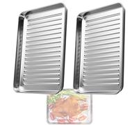 GZKDKZB Juego de 2 bandejas rectangulares de Acero Inoxidable para Hornear, antiadherentes para Galletas de 27,5 cm, 41,9 cm y 44,3 cm, con Base corrugada para Horno Tostador (320 x 250 mm