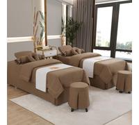 GZKDKZB Juego de sábanas de 4 Piezas para salón de Belleza, sábanas Gruesas con Orificio para reposacabezas, Juego de sábanas para Camilla de Masaje para salón de Belleza, fumigación, café