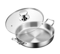 GZKDKZB Paellera de Acero Inoxidable 316 con Tapa, Antiadherente, Apta para Cocina de Gas y eléctrica, 36 cm.