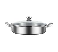 GZKDKZB Paellera española con Tapa, Olla de Acero Inoxidable 316 para mariscos, Apta para inducción, distribución Uniforme del Calor, para Cocina casera y Restaurante, 32 cm